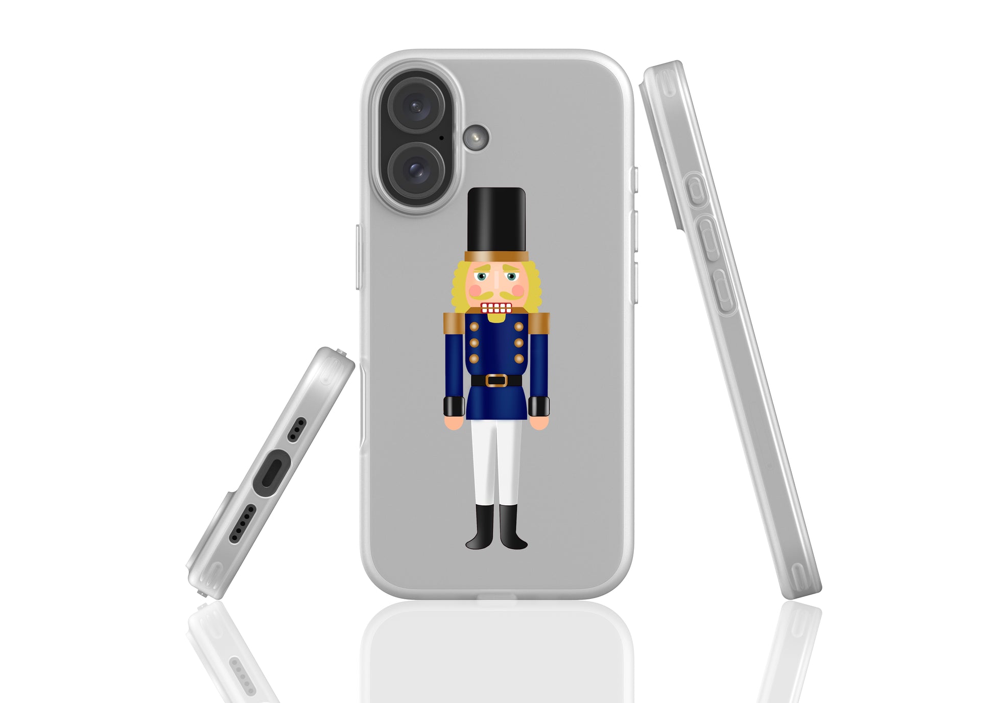 Flexi Phone Case with Blonde Nutcracker Design - Shock Absorbing, Semi-Transparent, Flexible Protection for Smartphones