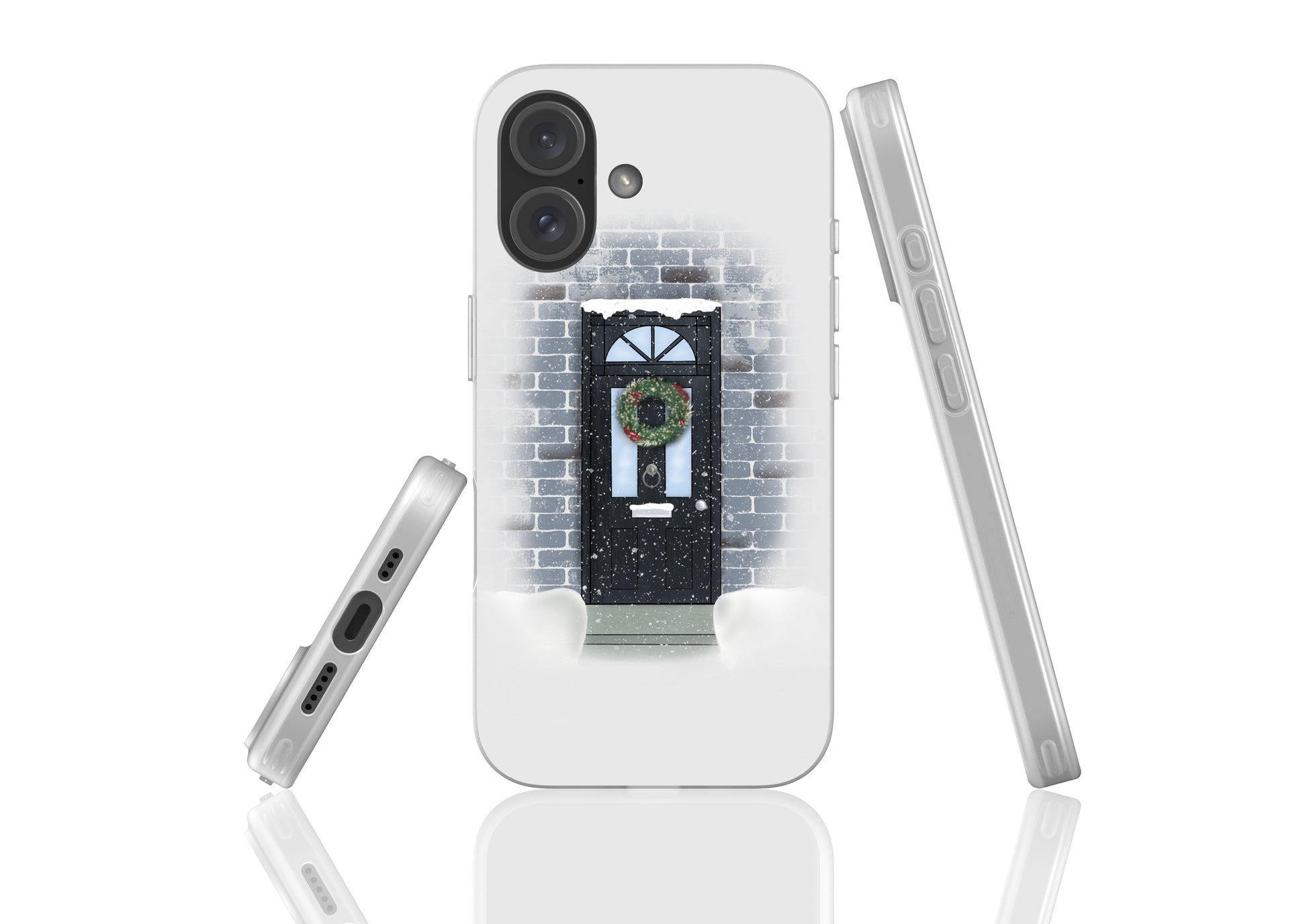 Flexi Phone Case December Door design, showcasing sleek protection with a frosted finish and durable TPU material for smartphones.