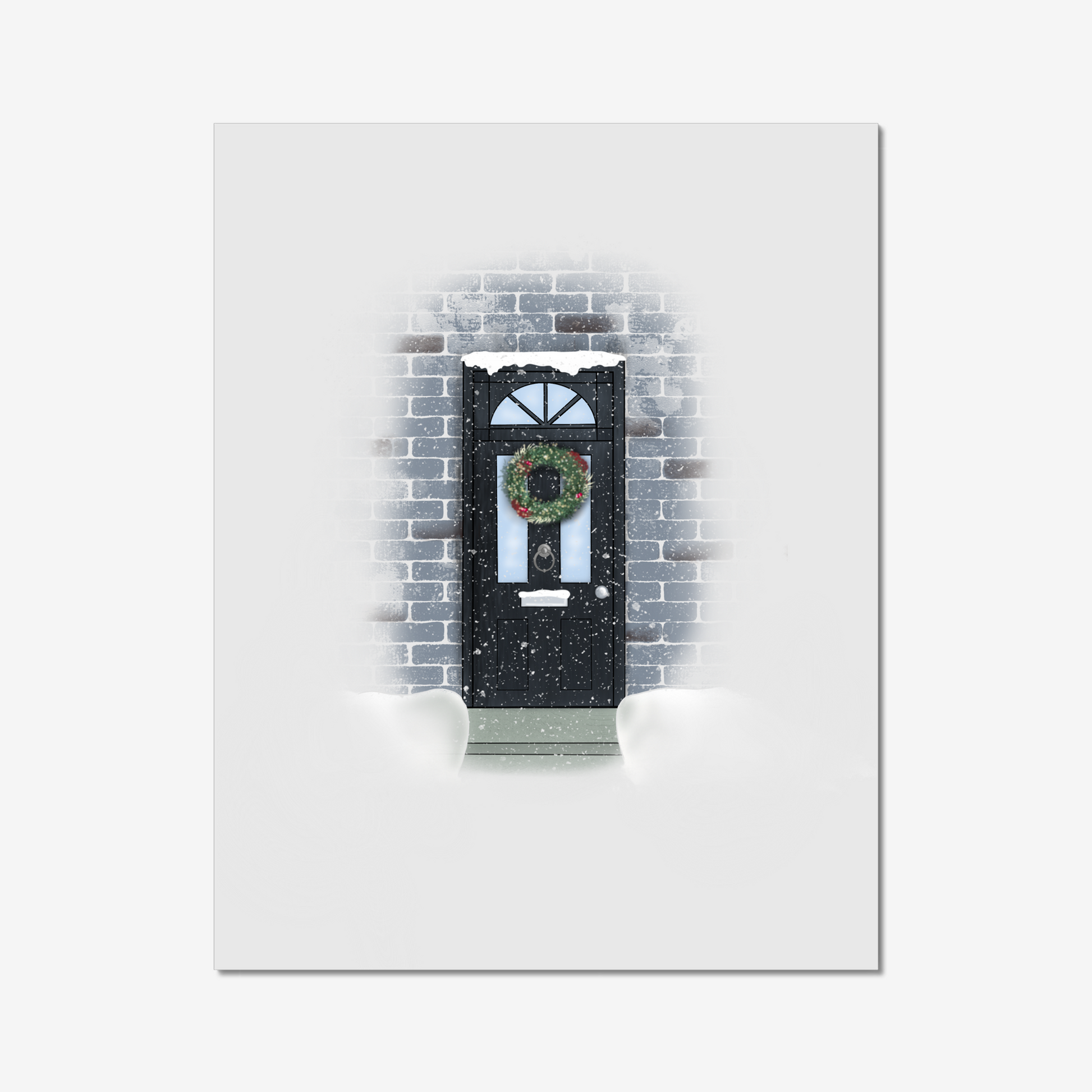 Winter door, art print, snow