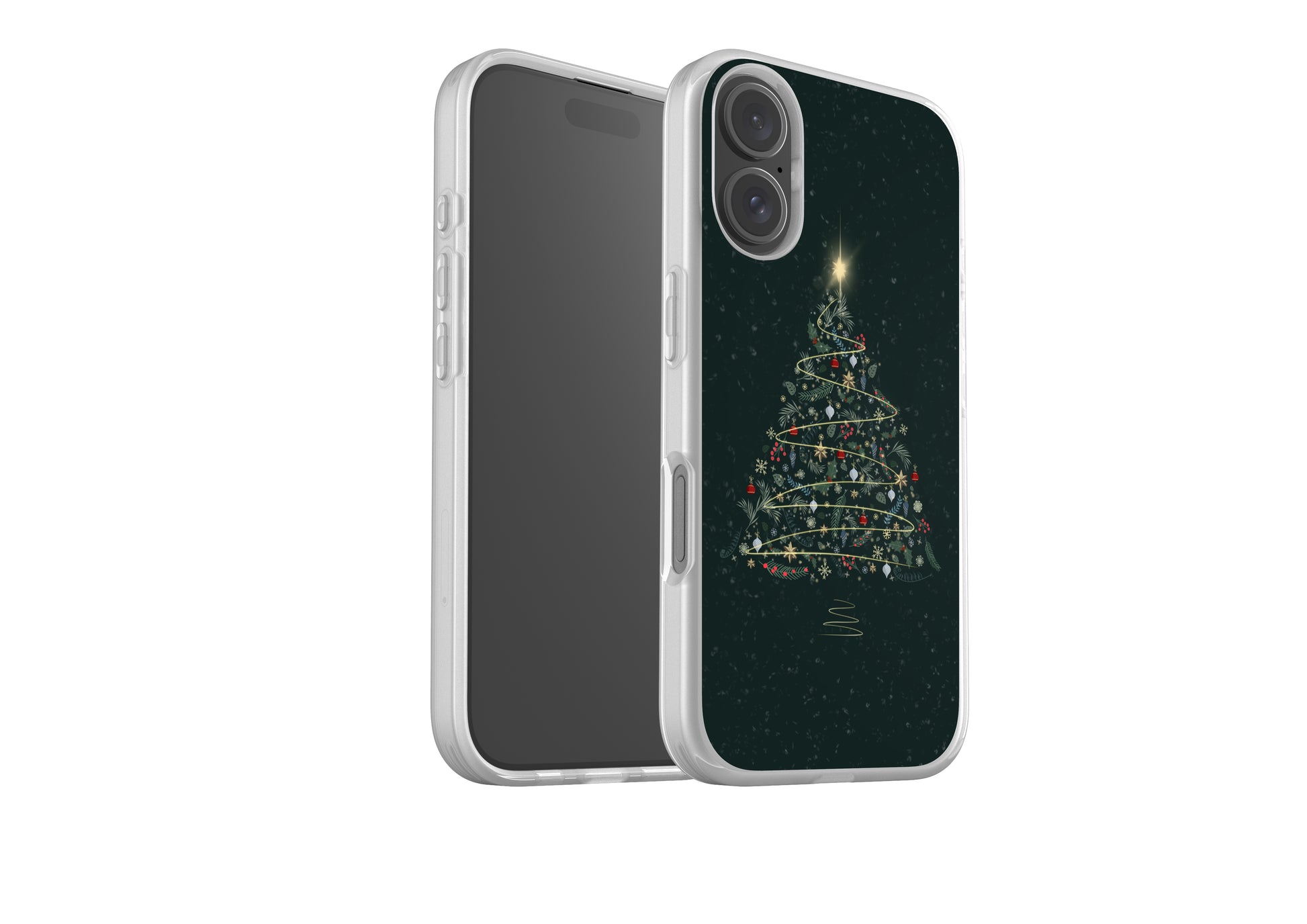 Emerald Winter Tree Flexi Phone Case with shock absorption and flexible, semi-transparent design for smart phone protection.