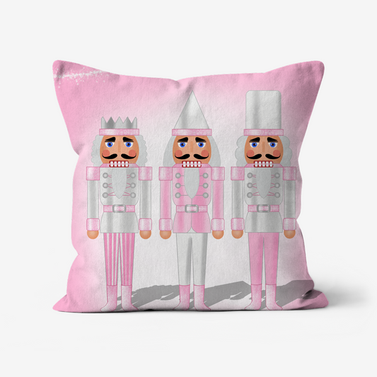 Pink Nutcracker cushion Suede Linen